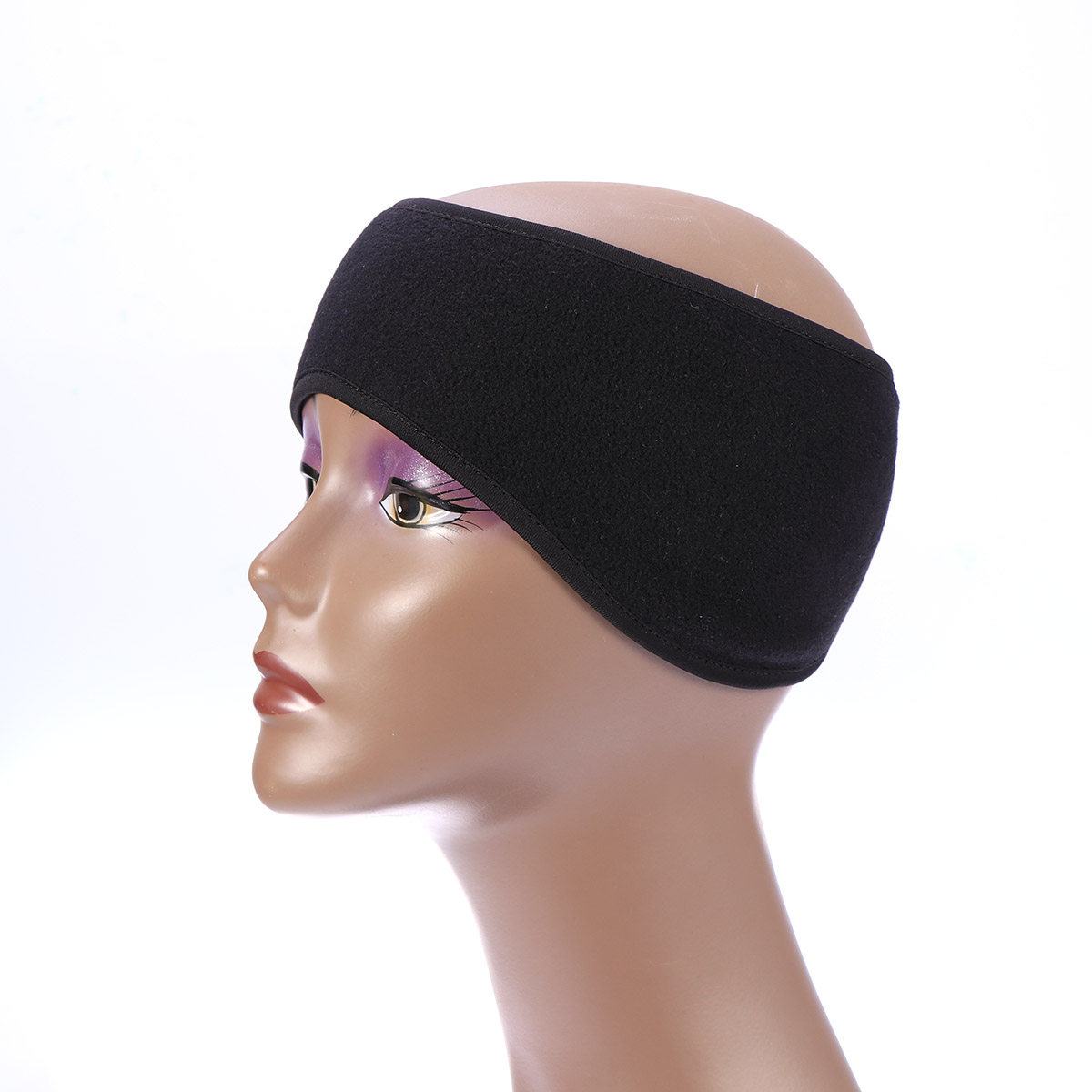 Fleece Ear Warmer Band - Unisexowa czarna opaska na uszy na