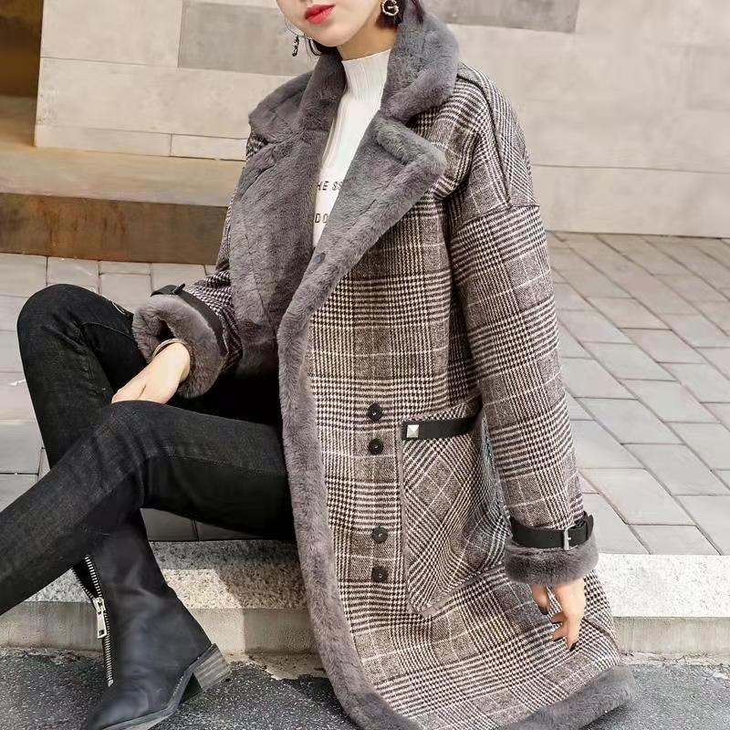 Wool Coat Peacoat - Ciepły zimowy płaszcz z pluszu i