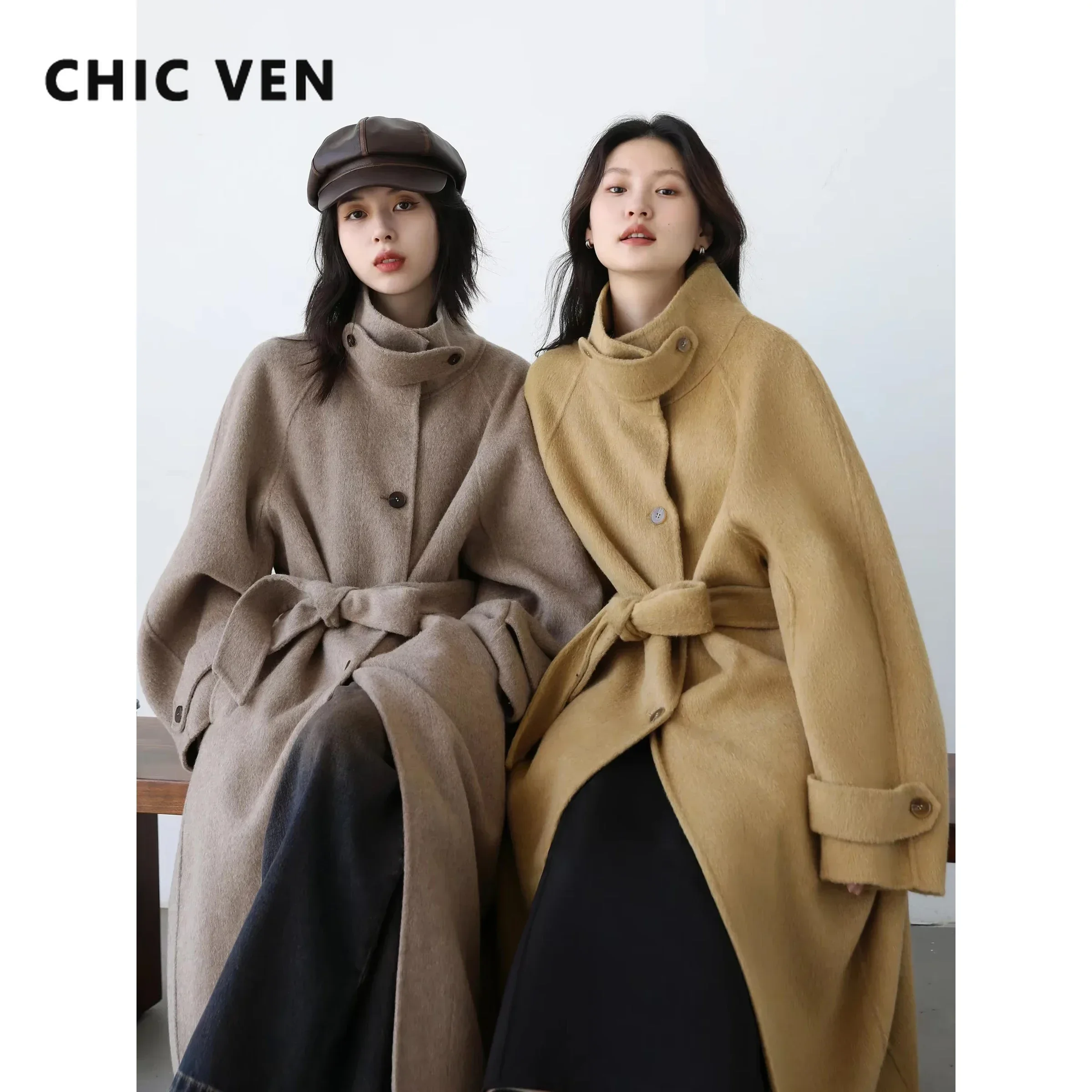 Wool Coat Peacoat - CHIC VEN Koreański damski wełniany płaszcz