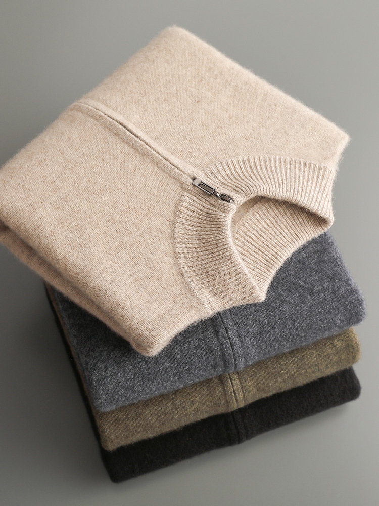 Wool Coat Peacoat - 100% wełna merynosów męskie swetry rozpinane