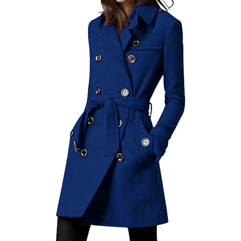 Wool Coat Peacoat - Trencz damski Mieszanki wełny Dwurzędowa podszewka