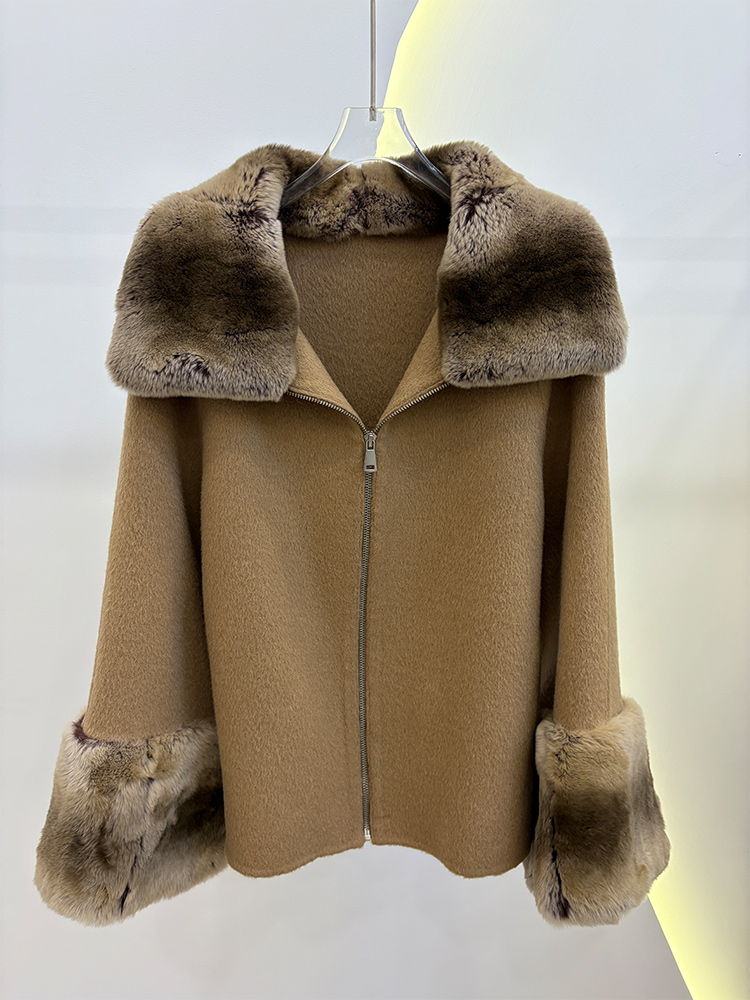 Wool Coat Peacoat - Zimowy płaszcz damski 2026 z prawdziwym