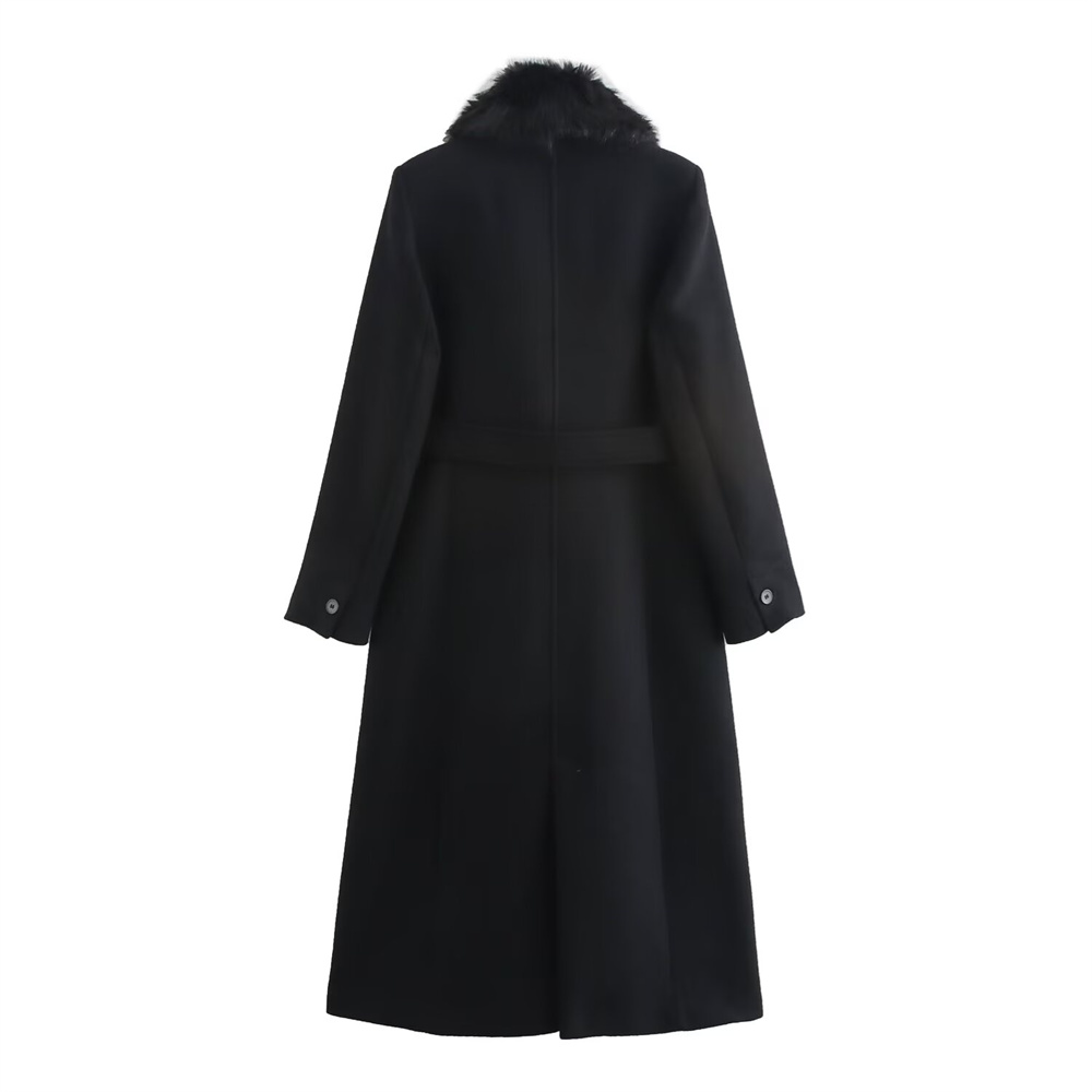 Damski płaszcz z ciepłym futrz – Wool Coat Peacoat recenzja i cena