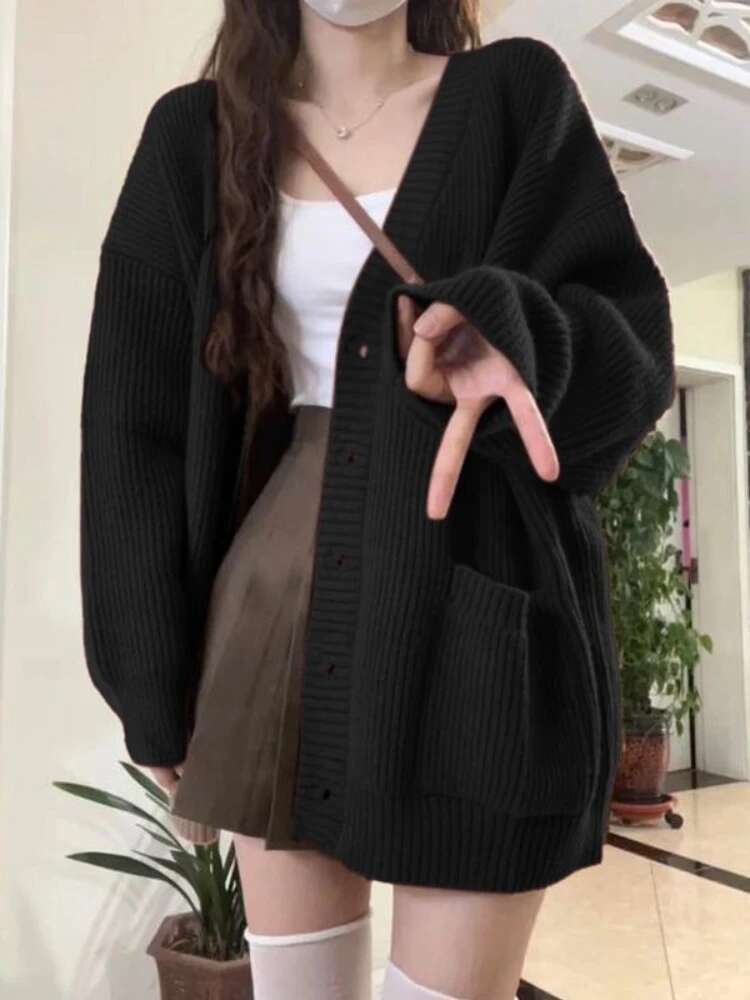 Luźny Kardigan Damski Długi Rę – Wool Coat Peacoat recenzja i cena